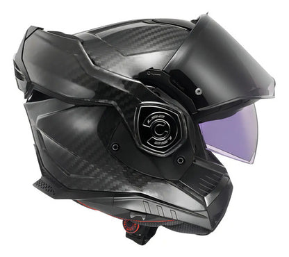 Capacete Escamoteável LS2 FF901 Advant X Carbon Solid com Óculos Solar Preto Brilhante
