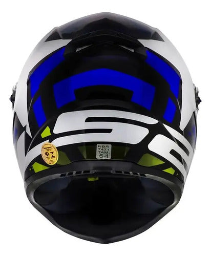 Capacete LS2 FF358 Starwar Azul Amarelo Brilhante
