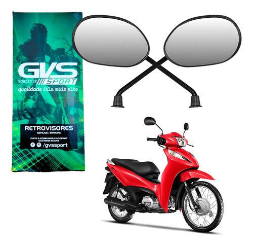 Par de Retrovisores GVS Honda Pop 100 Biz 125 Bros 150 Biz 110i Pop 110i