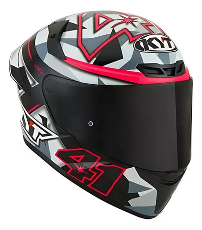 Capacete KYT TT-Course Aleix Espargaro 2018 Fúcsia Cinza Rosa Brilhante