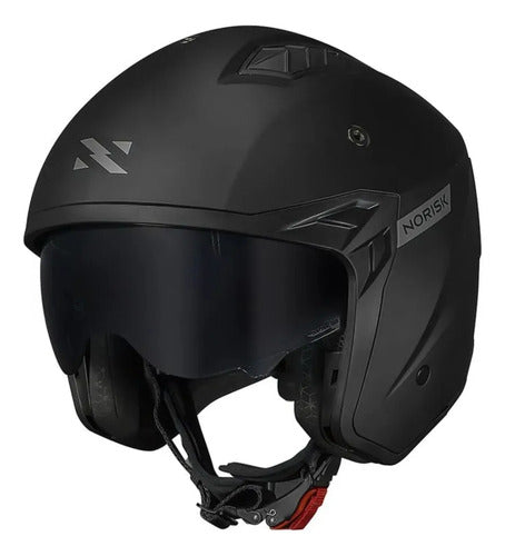 Capacete Aberto Norisk Darth II Solid com Óculos Preto Fosco