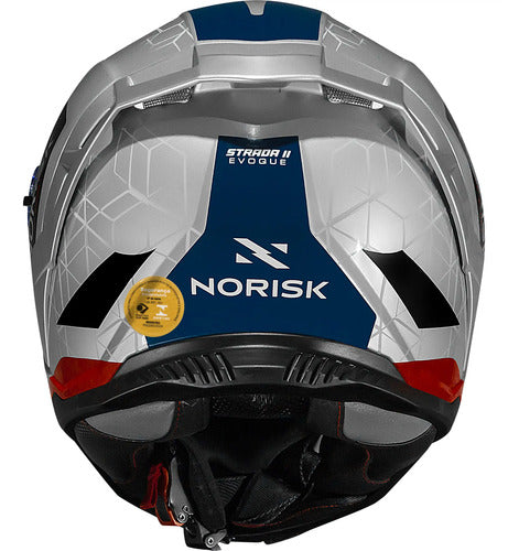 Capacete Norisk Strada II Evoque com Óculos Solar Interno Prata Vermelho Azul