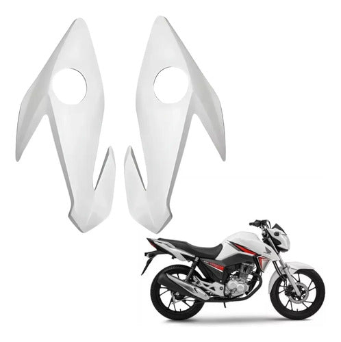 Par de Bananinhas Carenagens Laterais do Farol Paramotos Honda Cg 160 Titan 2022 a 2024 Branco