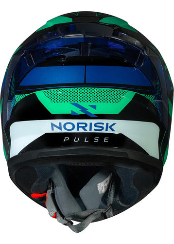 Capacete Norisk Flow Pulse com 2 Viseiras e Spoiler Verde Azul
