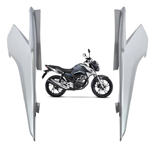 Par de Rabetas Laterais Paramotos Honda Cg 160 Titan 2022 a 2024 Prata Iron Nail