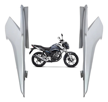 Par de Rabetas Laterais Paramotos Honda Cg 160 Titan 2022 a 2024 Prata Iron Nail