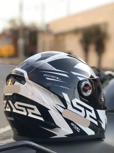 Capacete LS2 FF358 Draze Preto Branco Brilhante