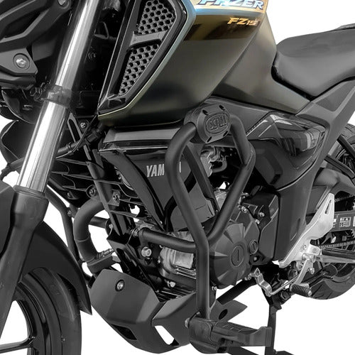 Protetor de Motor com Pedaleira Scam Yamaha Fazer Fz15 150 2025 em diante Preto Fosco