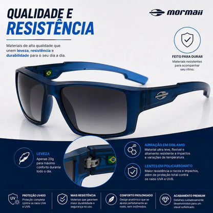 Óculos De Sol Mormaii Joaca 4 Armação Azul Escuro Translúcido M0112kc633 Lente Degradê Curvado Cinza
