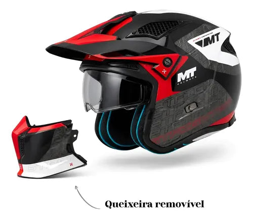 Capacete MT Helmets Streetfighter SV S Totem Vermelho Brilhante Tamanho 58/M