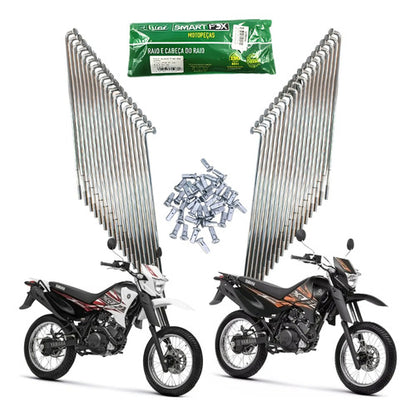 Jogo de Raios Traseiro Smartfox Yamaha Xtz 125 2008 em diante 3,5 mm Cromado