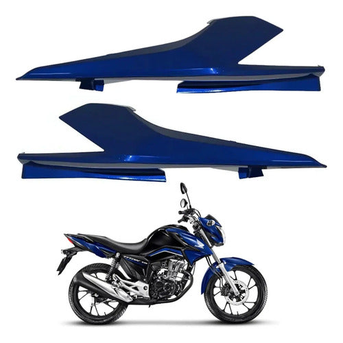 Par de Rabetas Laterais Paramotos Honda Cg 160 Titan 2022 a 2024 Azul Cruzeiro