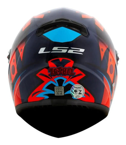 Capacete LS2 FF358 Tribal Laranja Azul Brilhante Tamanho 54/XS