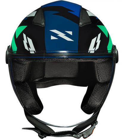 Capacete Aberto Norisk Orion Denver Azul Verde Brilhante Tamanho 58/M