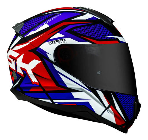 Capacete Norisk Razor Sharp com Spoiler Azul Vermelho Brilhante