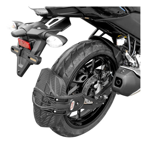 Paralama Traseiro Antispray Scam Yamaha Fazer Fz15 150 2023 a 2025 Preto Fosco