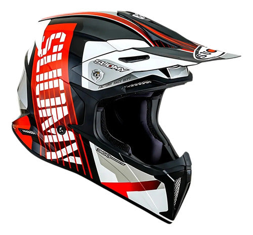 Capacete Off-Road Suomy X-Wing Amped Preto Vermelho Brilhante Tamanho 62/XL