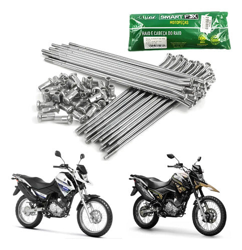 Jogo de Raios Dianteiro Smartfox Yamaha Crosser 150 2015 a 2021 3,5 mm Cromado