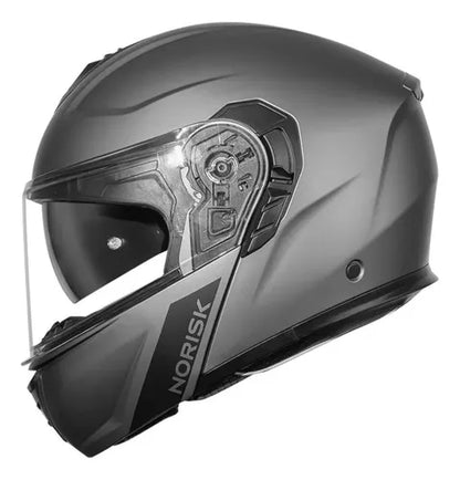 Capacete Escamoteável Norisk Vortex Solid com Óculos Solar Interno Cinza Fosco