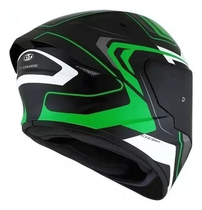 Capacete KYT TT-Course Overtech Preto Verde Brilhante Tamanho 62/XL
