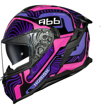 Capacete Norisk Strada II Fusion com Óculos Solar Interno Roxo Rosa Preto Brilhante