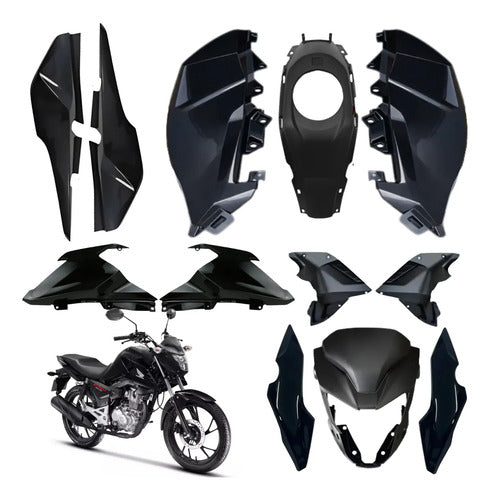 Kit Carenagem Completo Paramotos Honda Cg 160 Fan 2025 em diante Preto Perolizado