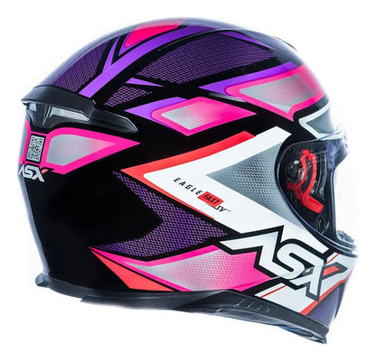Capacete ASX Eagle SV Fast com Óculos Solar Interno Preto Lilás Rosa Brilhante
