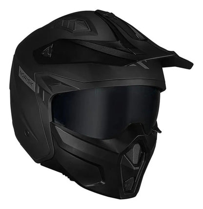 Capacete Aberto Norisk Darth II Solid com Óculos Preto Fosco