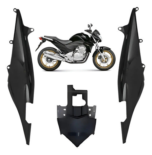 Kit Rabeta Lateral Completa Paramotos Honda Cb 300r 2009 em diante Preto Brilhante 1101/214/02