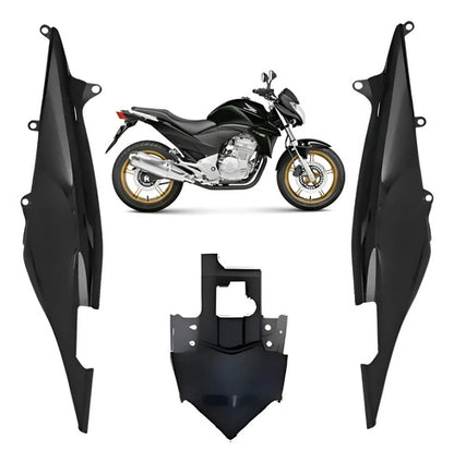 Kit Rabeta Lateral Completa Paramotos Honda Cb 300r 2009 em diante Preto Brilhante 1101/214/02