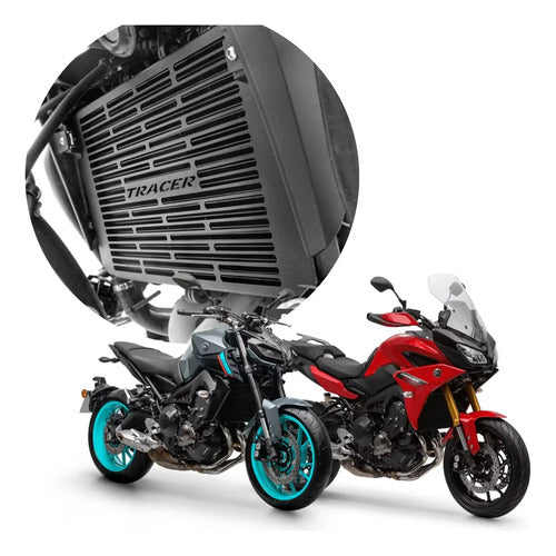 Protetor de Radiador Scam Yamaha Tracer 900 2017 em diante Mt-09 2015 em diante Preto Fosco