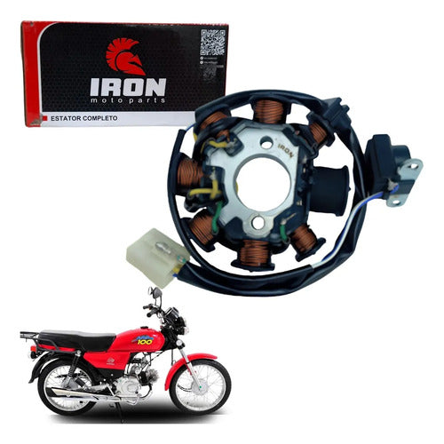 Magneto Estator com Bobina de Pulso Iron Dafra Super 100 8 Bobinas