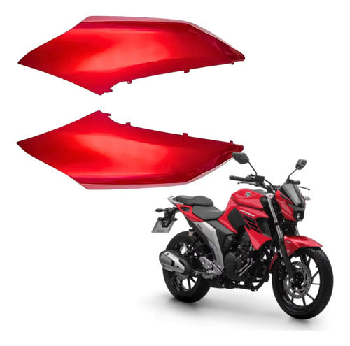 Par de Abas do Tanque Superiores Paramotos Yamaha Fazer Fz25 250 2018 a 2025 Vermelho
