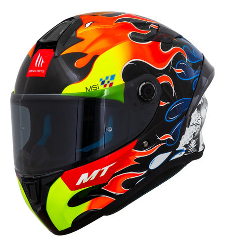 Capacete MT Helmets Targo S Yamanaka 2024 Preto Vermelho Laranja Brilhante