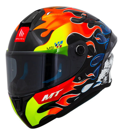 Capacete MT Helmets Targo S Yamanaka 2024 Preto Vermelho Laranja Brilhante