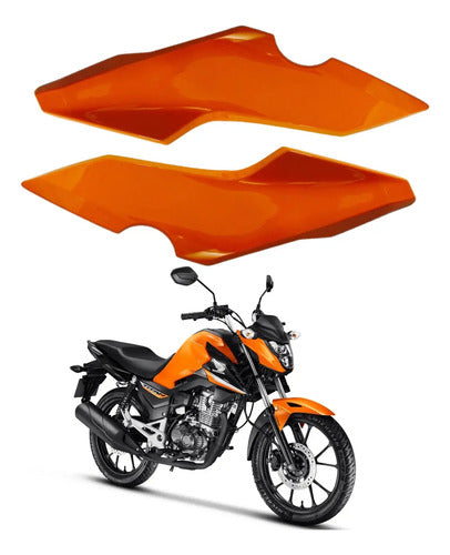 Par de Carenagens Laterais do Farol Paramotos Honda Cg 160 Titan Fan Start 2025 em diante Laranja
