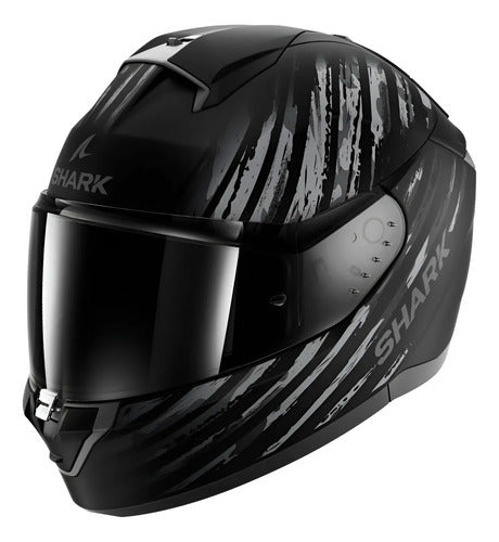 Capacete Shark Ridill 2 Assya com Óculos Solar Interno Preto Cinza Fosco