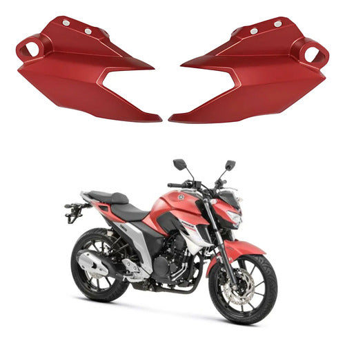 Par de Carenagens Laterais do Farol Paramotos Yamaha Fazer Fz25 250 2018 a 2021 Vermelho Fosco