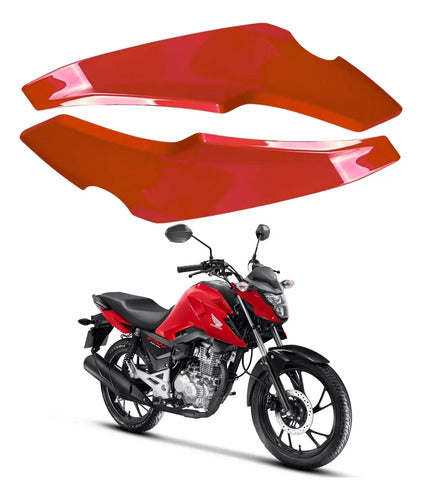 Par de Carenagens Laterais do Farol Paramotos Honda Cg 160 Titan Fan Start 2025 em diante Vermelho