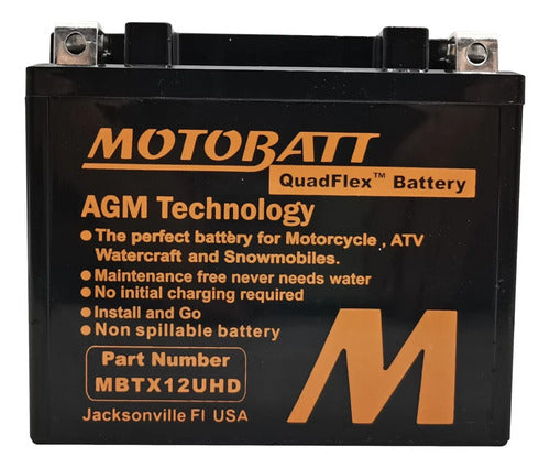 Bateria Motobatt MBTX12U-HD AGM 12V 14Ah Yamaha Super Ténéré 1200 BMW F 750 Gs 850 Gs R 1200 S
