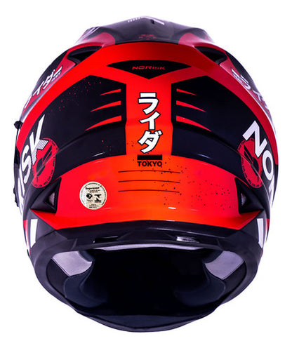 Capacete Norisk FF302 Soul Tokyo com Óculos Solar Interno Preto Vermelho Brilhante