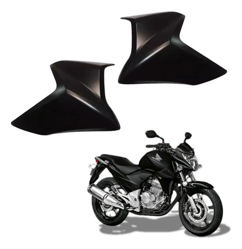 Par de Guias de Ar Abas do Tanque Paramotos Honda Cb 300r 2013 em diante Preto Fosco