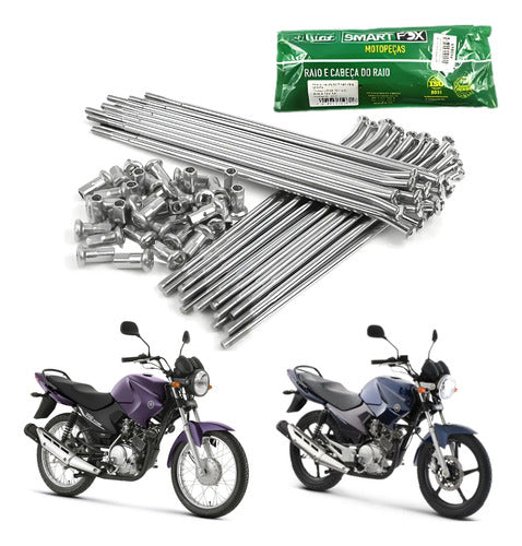 Jogo de Raios Smartfox Yamaha Factor Rd 125 Rd 135 Sundown Max Hunter 125 3,5 mm Zincado