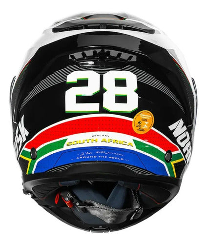 Capacete Norisk FF302 Soul II Grand Prix África do Sul com Óculos Solar Interno Branco Tamanho 60/L