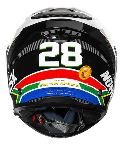 Capacete Norisk FF302 Soul II Grand Prix África do Sul com Óculos Solar Interno Branco Tamanho 60/L