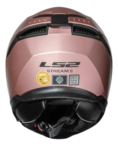 Capacete LS2 FF808 Stream II Solid com Óculos Solar Interno Rosa Metálico Fosco Tamanho 58/M