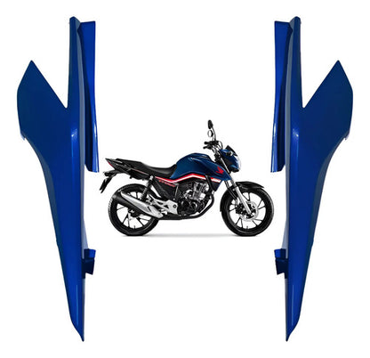Par de Rabetas Laterais Paramotos Honda Cg 160 Titan 2016 a 2024 Azul Cruzeiro Metálico