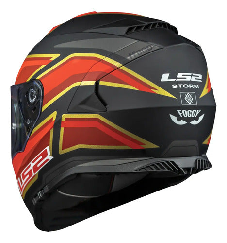 Capacete LS2 FF800 Storm Foggy com Óculos Solar Interno Preto Vermelho Fosco