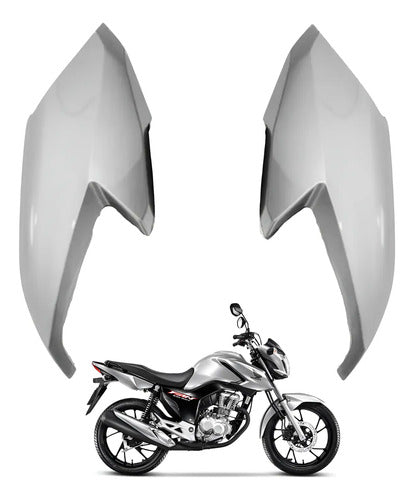 Par de Aletas Abas do Tanque Paramotos Honda Cg 160 Fan Start 2022 a 2024 Prata
