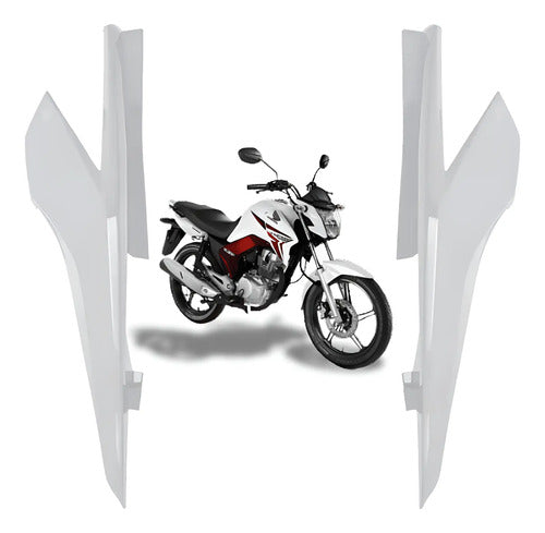 Par de Rabetas Laterais Paramotos Honda Cg 160 Titan 2022 a 2024 Branco